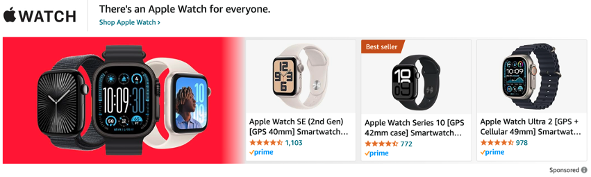 Apple Watch Banner ad on Amazon.com